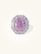 Oval Pink Gem Halo Ring
