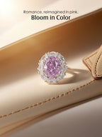 Oval Pink Gem Halo Ring