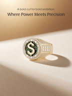 Dollar Sign Sparkle Signet Ring