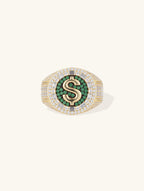 Dollar Sign Sparkle Signet Ring