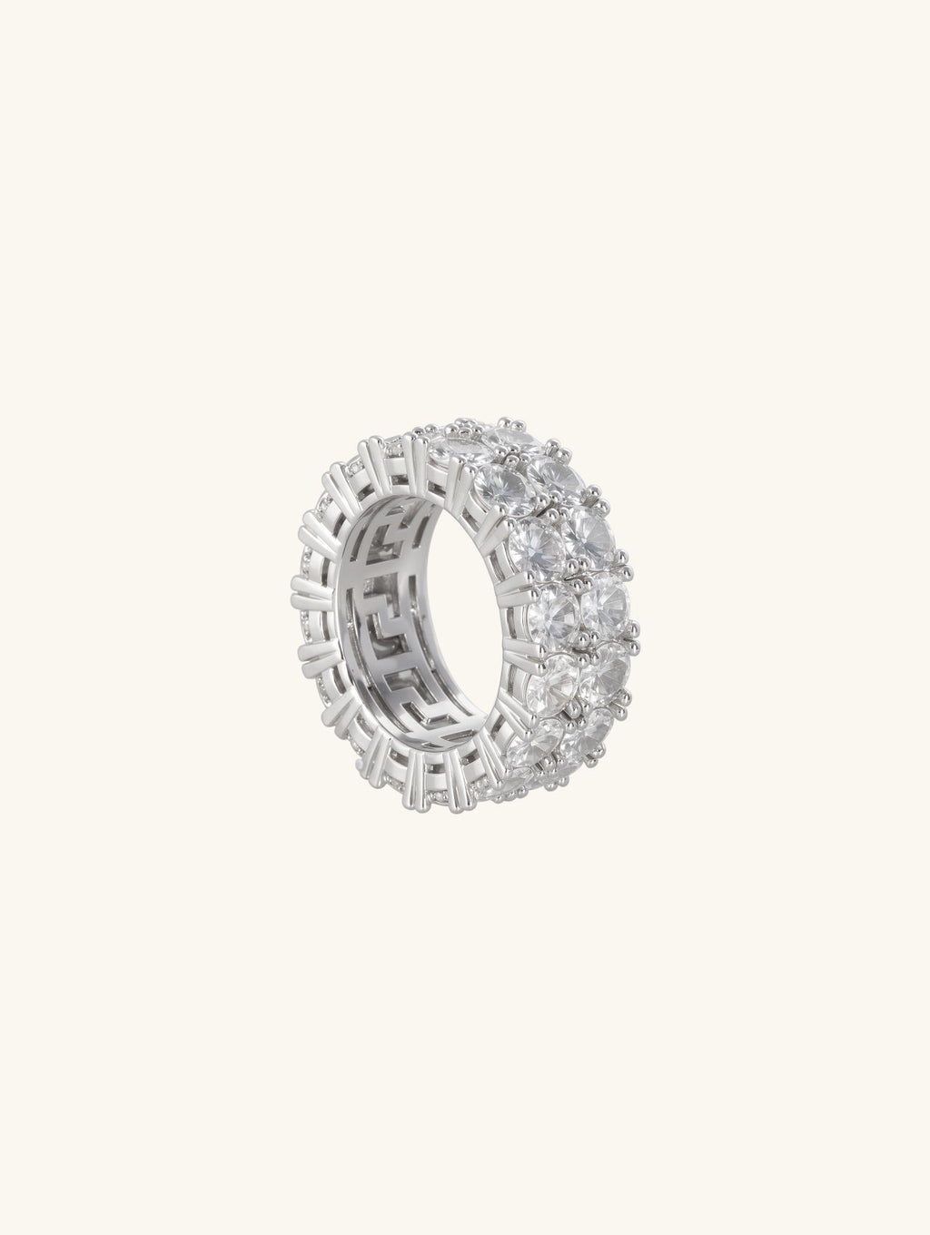 Hollow Double Row Diamond Ring