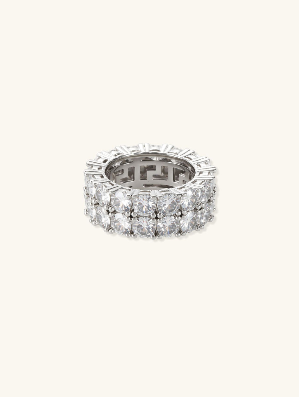 Hollow Double Row Diamond Ring