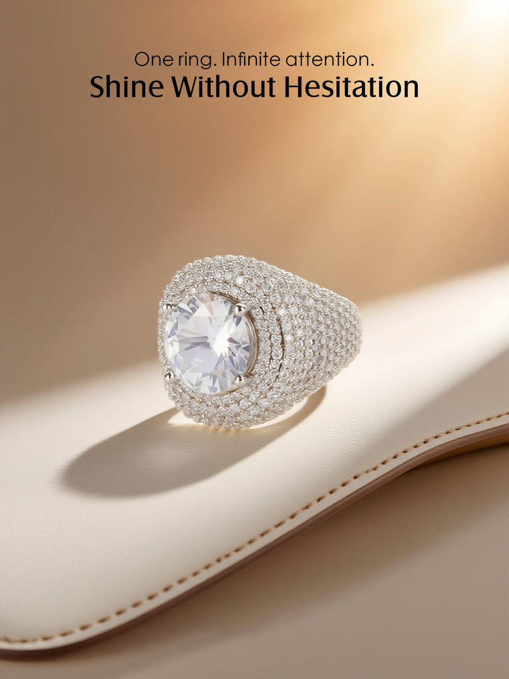 Pigeon Egg 14K Large Diamond Ring