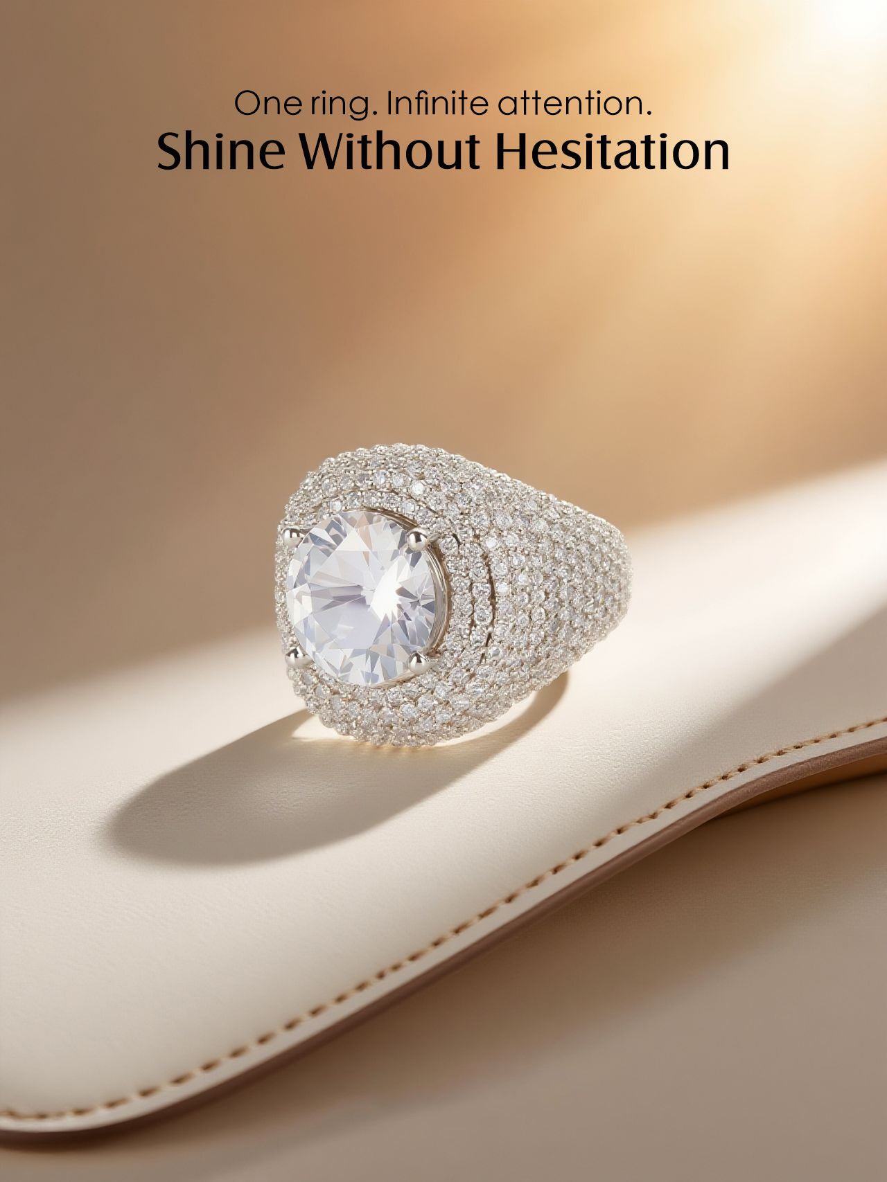 Pigeon Egg 14K Large Diamond Ring