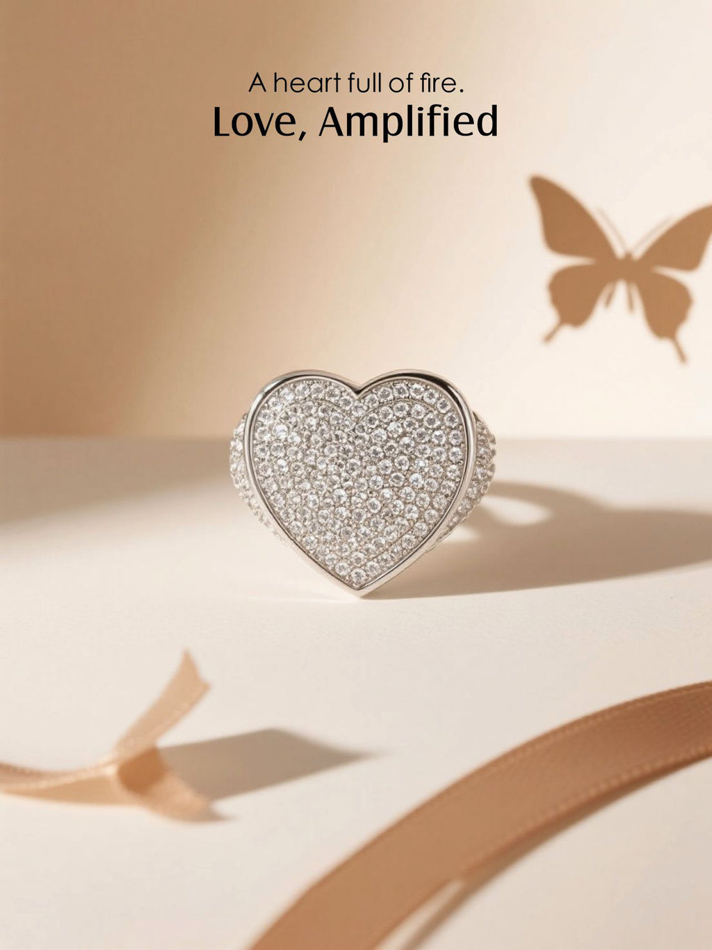 14K Diamond Heart Ring