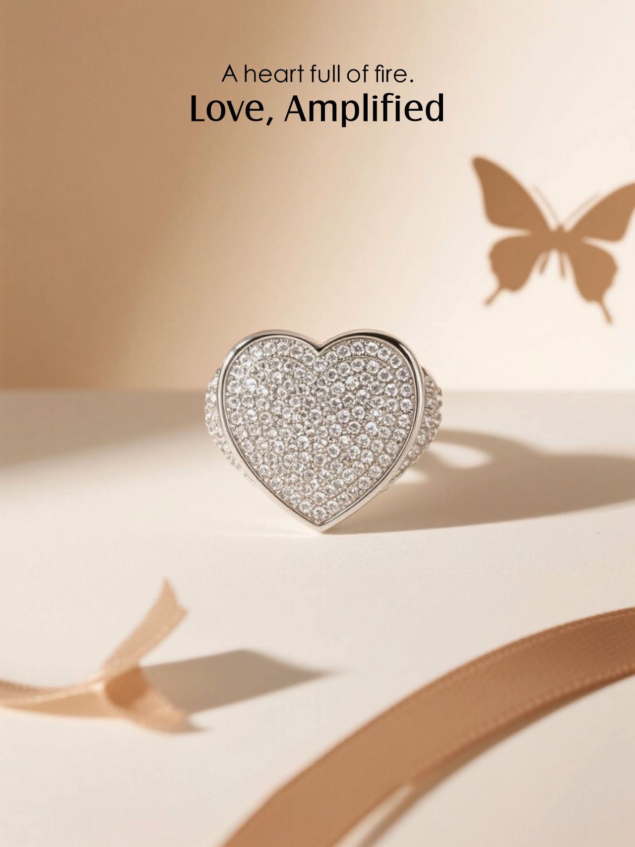 14K Diamond Heart Ring