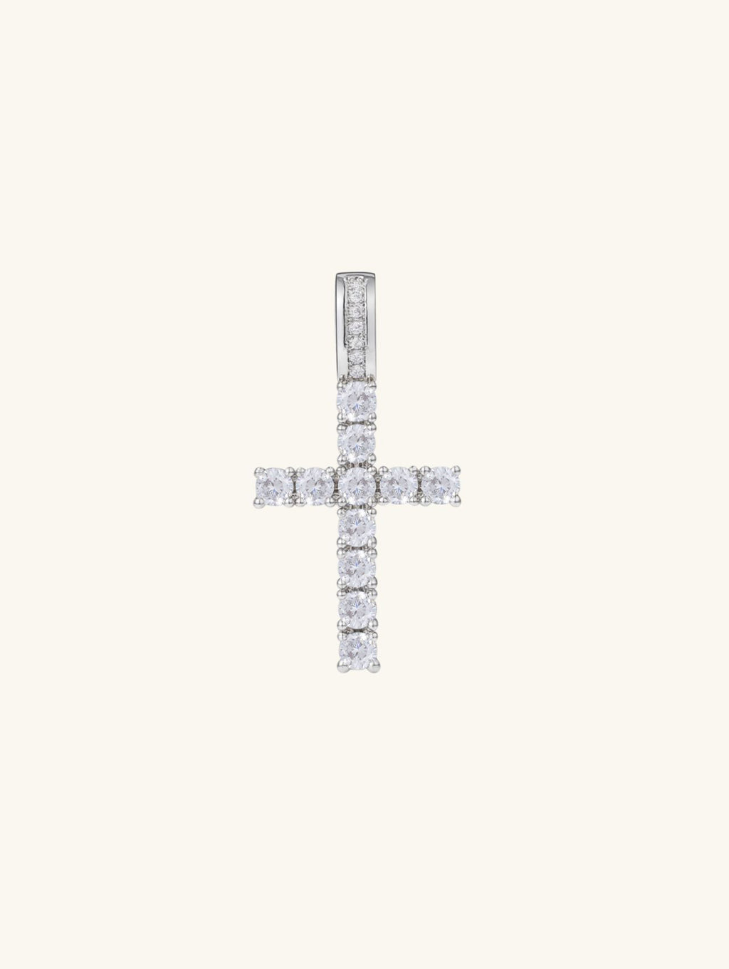 Own Your Bloom 14K diamond cross pendant, front view on white background, New York.