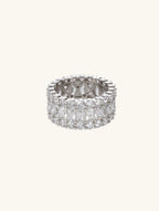 Own Your Bloom luxury 14K diamond ring front view, triple-row design with radiant-cut diamonds, New York.