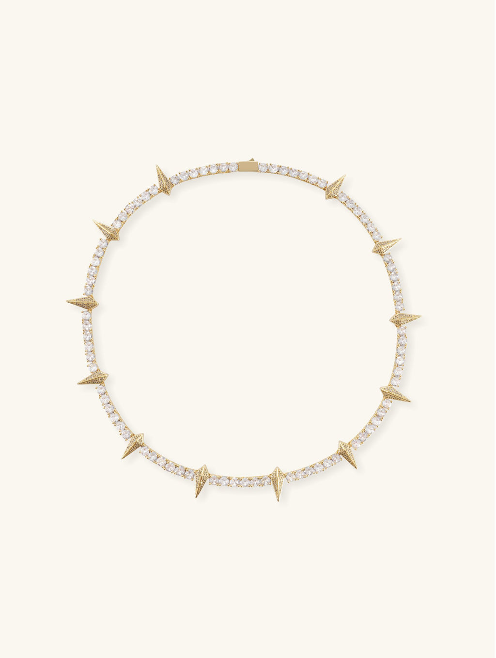 Own Your Bloom 14K diamond leopard claw tennis chain necklace, yellow gold on white, Los Angeles USA