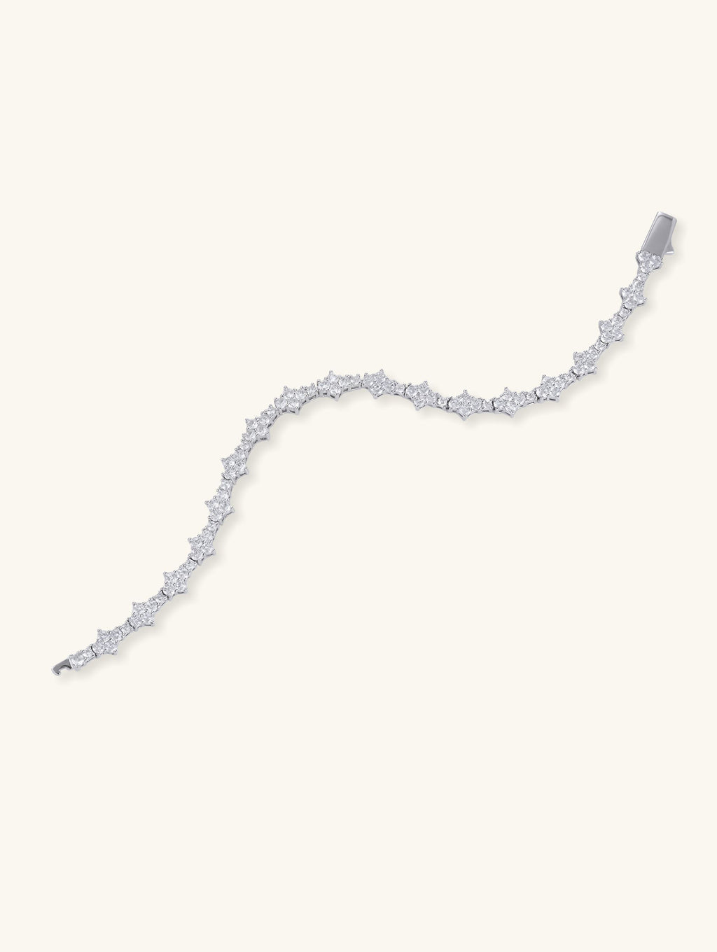 Own Your Bloom 14K diamond tennis bracelet side angle close-up showcasing sparkle and clasp detail, Chicago.