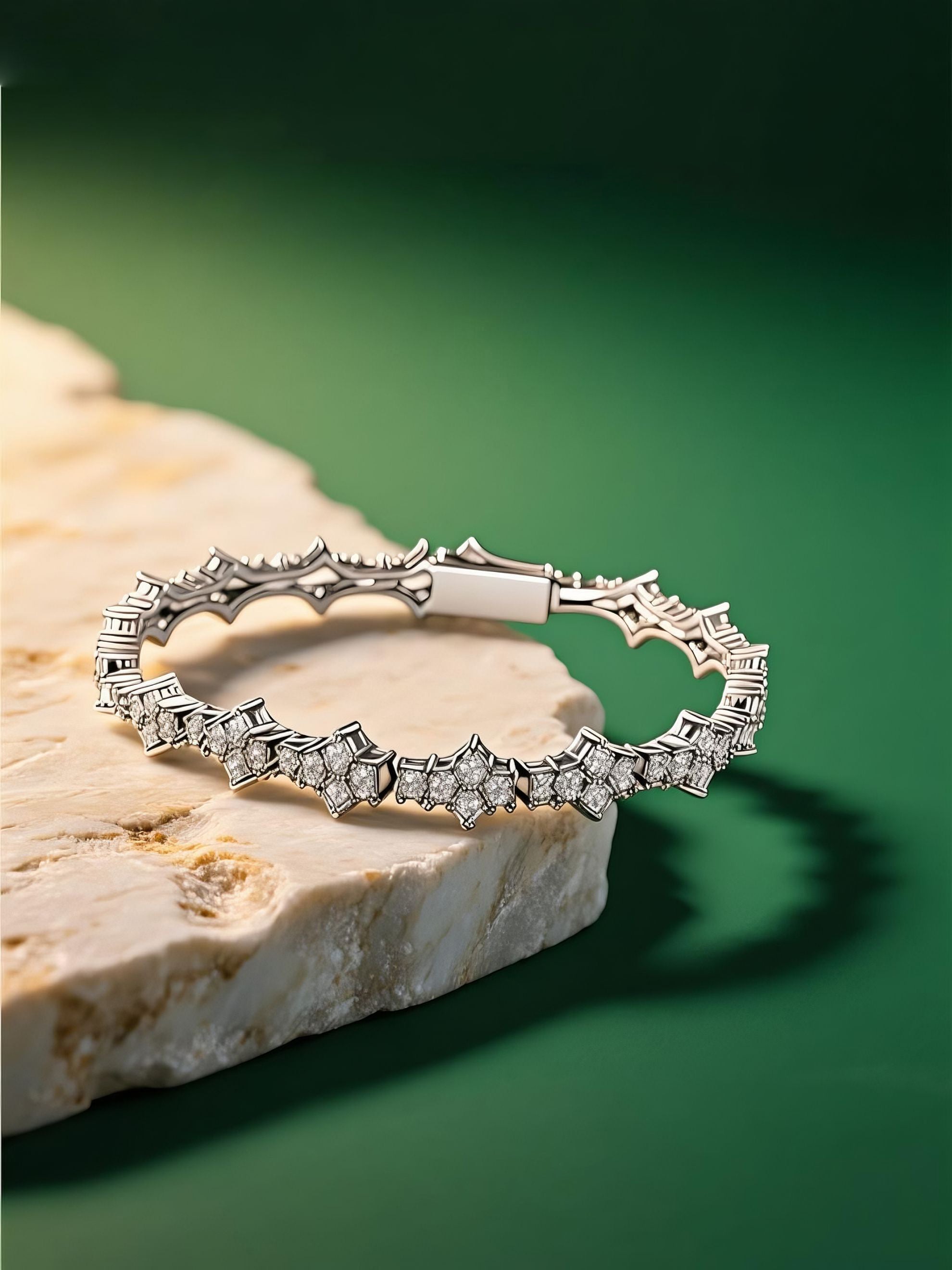 Own Your Bloom fine jewelry 14K diamond tennis bracelet glowing under elegant light, timeless luxury design, Seattle.