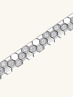 Own Your Bloom 14K geometric honeycomb bracelet close-up detail showing diamond-like brilliance and luxury structure, Chicago.