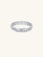 Own Your Bloom 14K geometric honeycomb bracelet front view featuring hexagonal pattern and moissanite sparkle in white gold, New York.