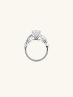 Side view of Own Your Bloom 14K large round diamond ring on white, Seattle 