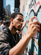 Man relaxing in a red convertible wearing Own Your Bloom round full-gold diamond stud earring, Los Angeles SoCal sunlight, USA.