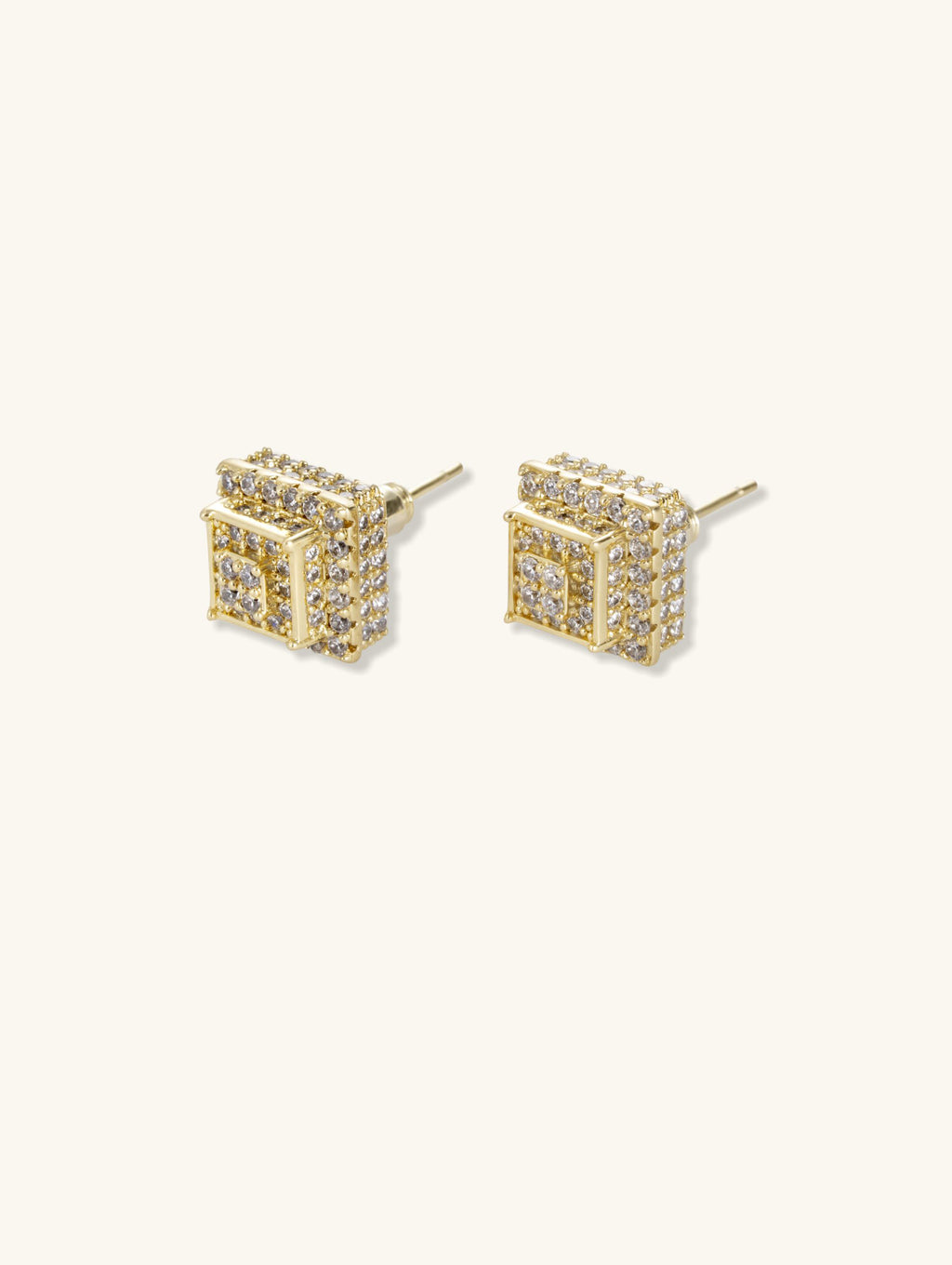 Own Your Bloom luxury 14K gold diamond square flower earrings close-up product shot, elegant jewelry design, San Francisco.