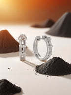 Own Your Bloom 14K white gold marquise diamond hoop earrings, lifestyle still life with warm sunbeam, Los Angeles.