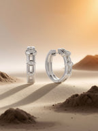 Own Your Bloom 14K white gold marquise diamond hoop earrings, lifestyle setup with soft directional shadow, Miami.