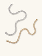 Own Your Bloom 14mm 14K diamond Cuban link chain flat lay on neutral background, modern streetwear jewelry, Chicago.