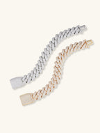 Own Your Bloom diamond 14K Cuban bracelet in silver and gold dual tone, bold men’s jewelry, San Francisco.
