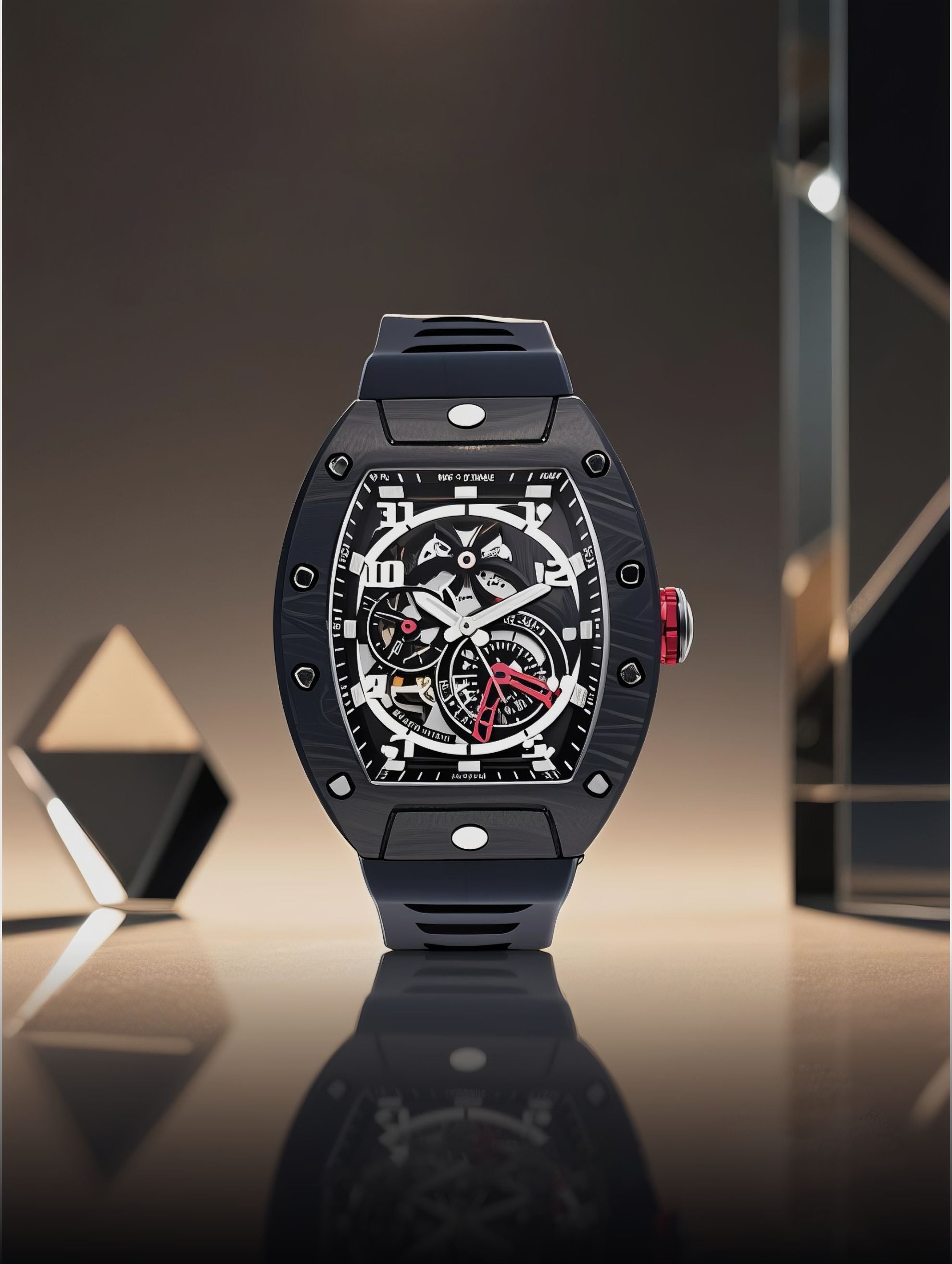 Own Your Bloom 304 stainless steel mechanical men’s timepiece illuminated with elegant warm studio light, Seattle.