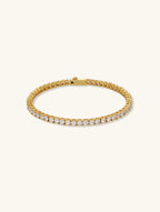 Detail of Own Your Bloom 4mm Diamond 14K Tennis Bracelet on white background; New York, Los Angeles, Chicago.