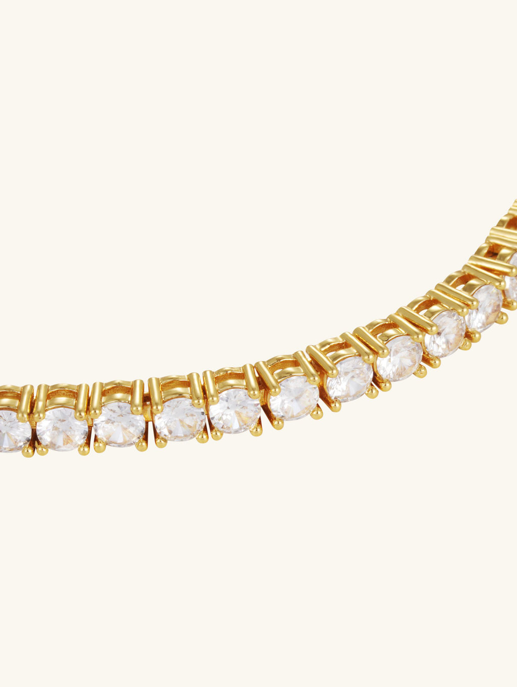 Own Your Bloom 4mm 14K gold diamond tennis necklace, detailed close-up showing fine stone setting, Chicago.