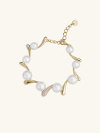 Own Your Bloom Australian White Shell Pearl 14K Diamond Bracelet on white background, luxury pearl bracelet, Los Angeles USA.