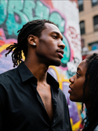 Own Your Bloom 14K cross diamond stud earrings worn by man outdoors, modern urban style jewelry, New York.