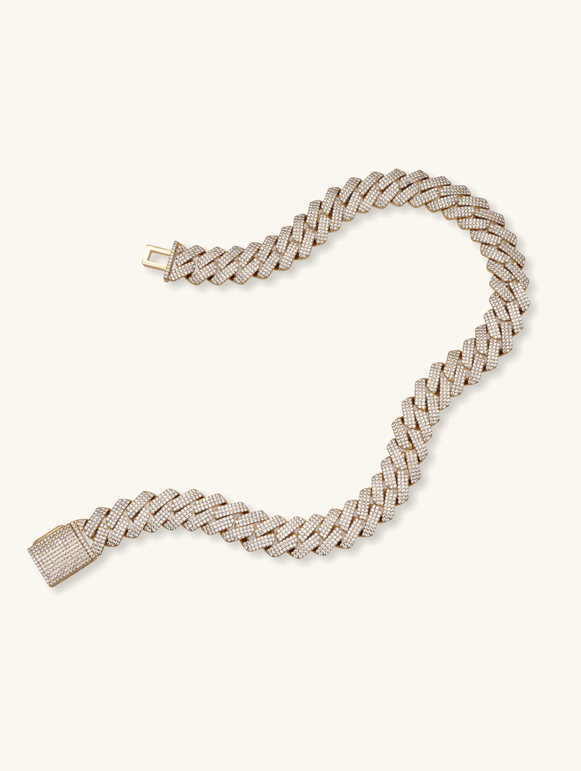 Own Your Bloom 14K Cuban chain close-up showing diamond-set links and polished finish, handcrafted luxury jewelry, San Francisco.