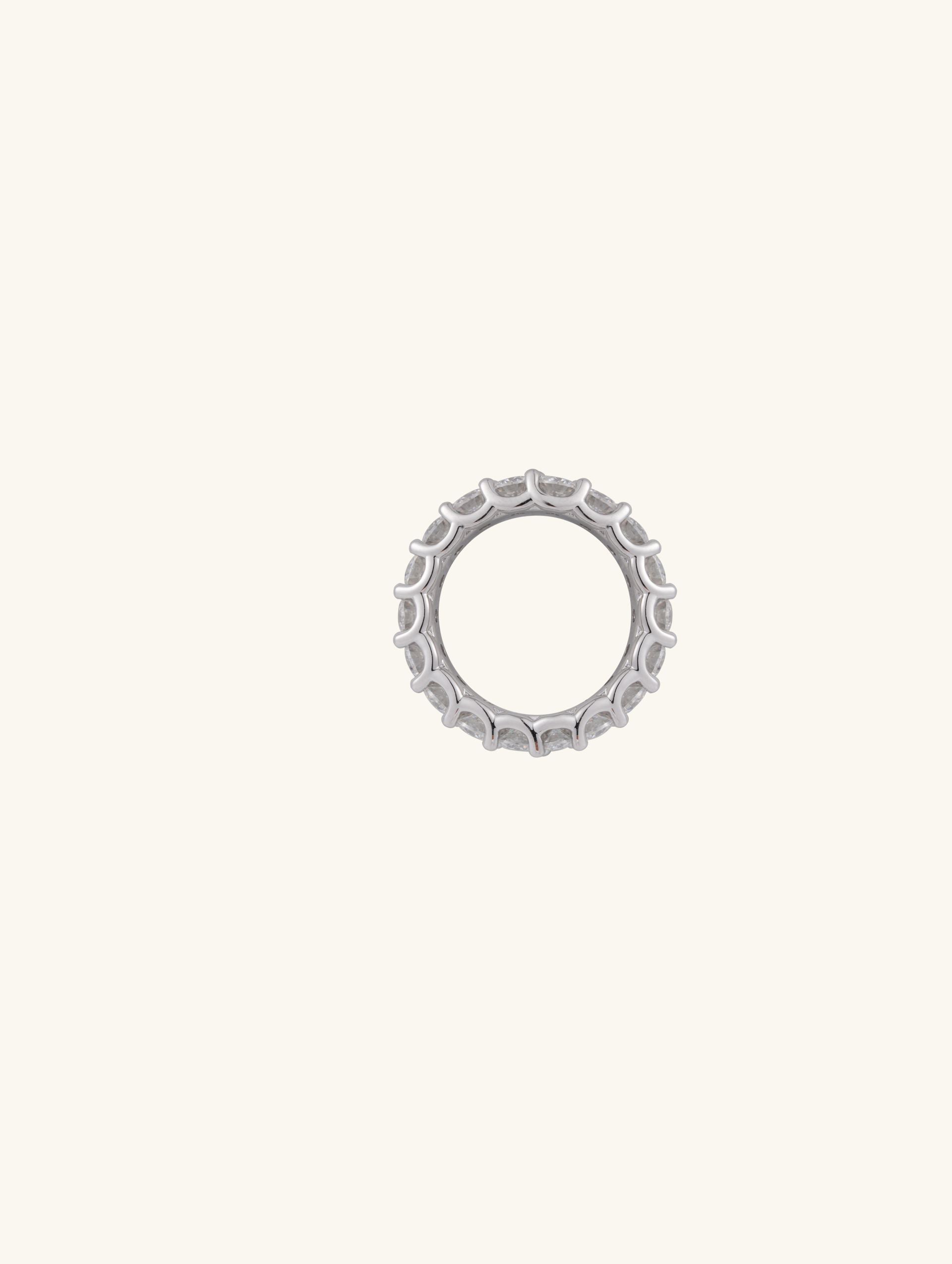 Own Your Bloom Diamond Eternity Ring side angle highlighting seamless brilliance and luxurious metalwork, Los Angeles.