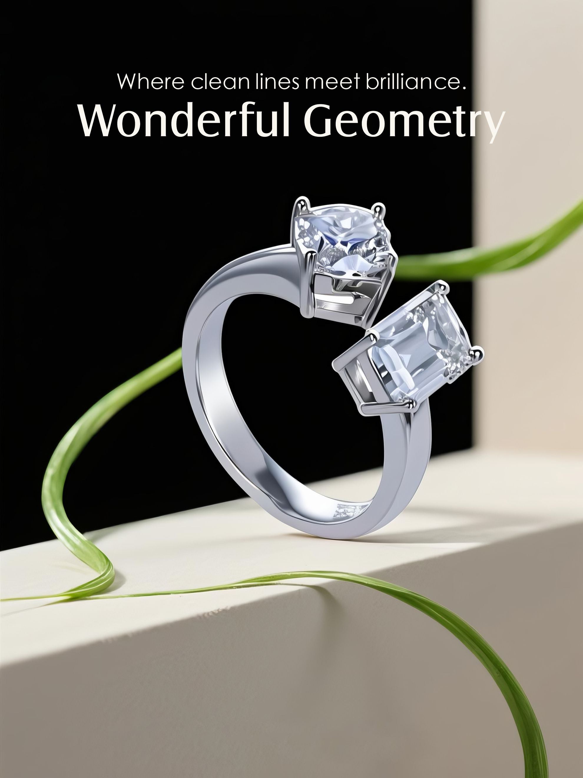 Own Your Bloom double gemstone 14K ring displayed in elegant light setup, showcasing modern craftsmanship and brilliance, Miami.