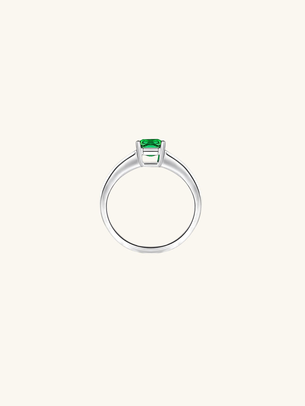 Own Your Bloom emerald cut baguette side ring with elegant silver band and modern minimal design, Chicago.