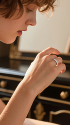 Own Your Bloom Endless Allure diamond band on woman’s hand in soft sunlight, luxury fine jewelry for everyday elegance, Miami.