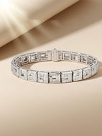Own Your Bloom Structured Crystal Bracelet studio shot with champagne background, reflecting precision and timeless masculine elegance, Dallas.