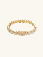 Own Your Bloom yellow gold 14K diamond rock sugar bracelet side angle, luxury jewelry design with full pavé links, Miami.