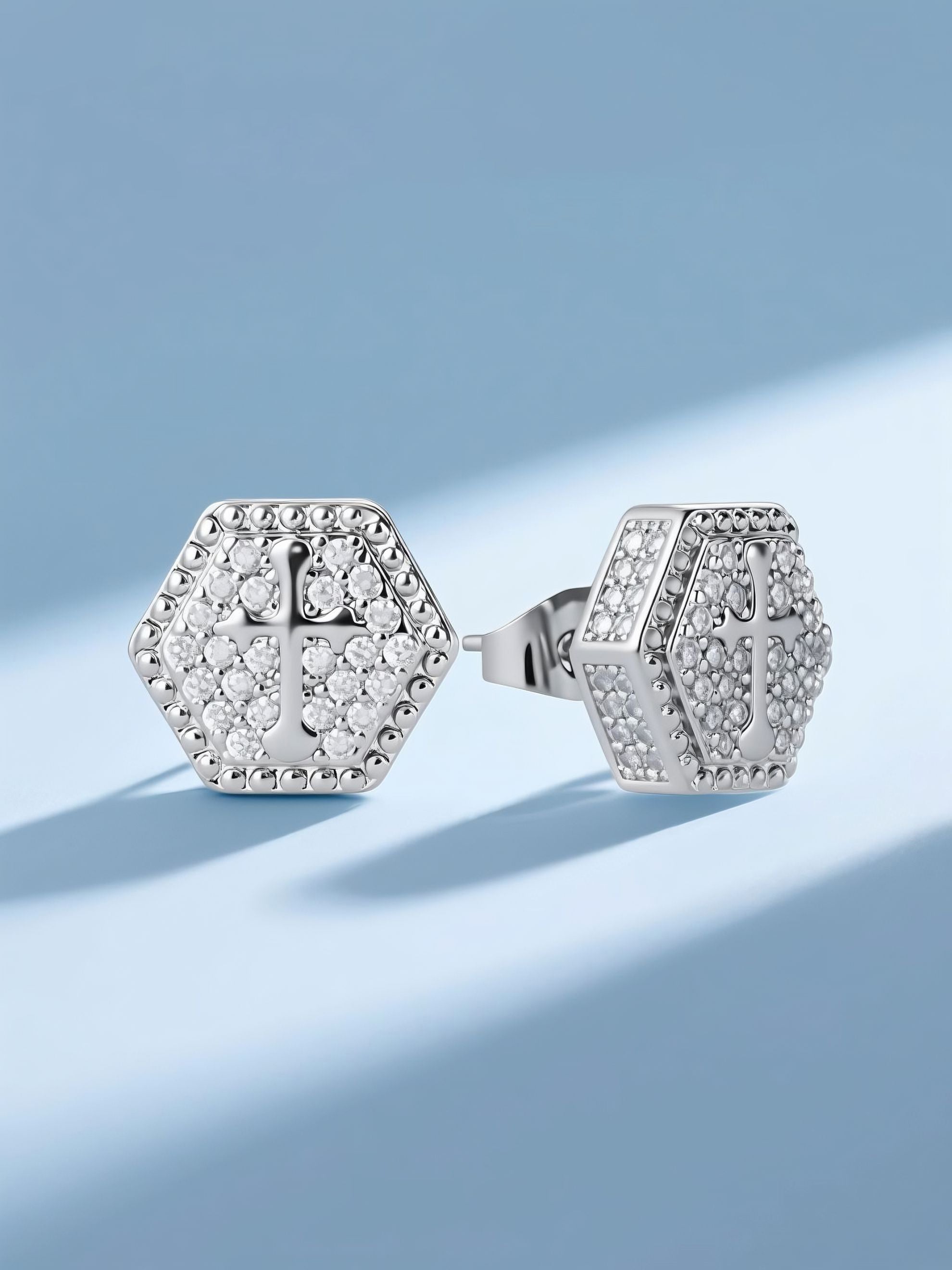 Own Your Bloom 14K diamond cross earrings minimal art scene, modern fine jewelry styling, San Diego.