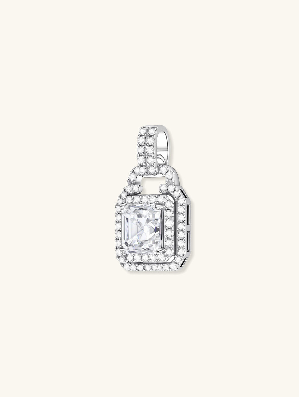 Own Your Bloom square-cut gemstone 14K pendant, front view on clean white, San Francisco.
