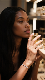 Own Your Bloom moissanite bangle bracelet worn by woman in warm light, elegant minimalist jewelry for modern lifestyle, Miami.