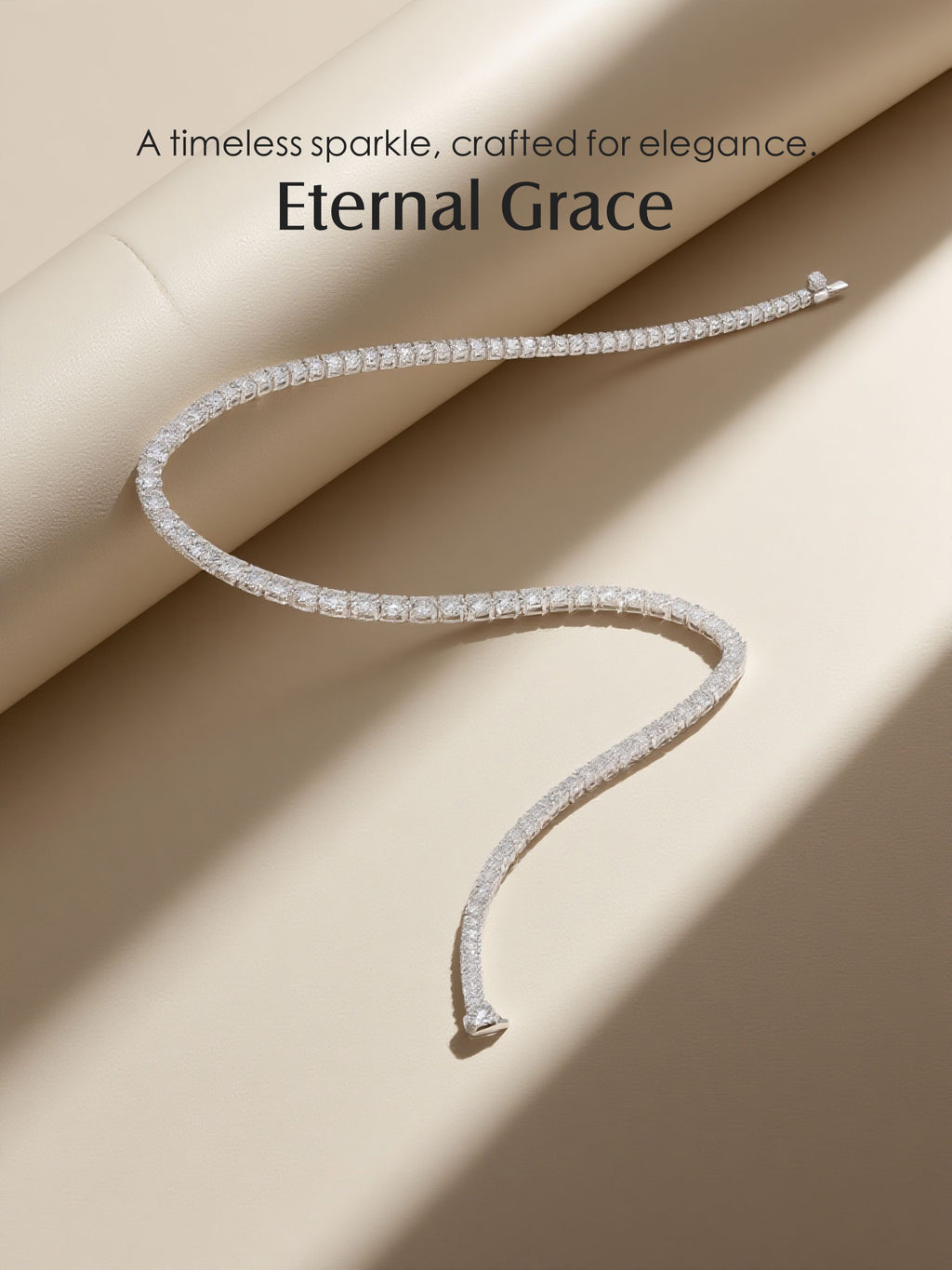 Own Your Bloom moissanite tennis necklace presented in elegant light, capturing modern luxury and delicate shine, Dallas.