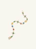 Own Your Bloom 14K gold multicolor diamond bracelet, angled product close-up on white, San Francisco.