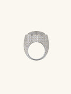 Profile view showing the domed heart top and pavé-set band on the Own Your Bloom ring.