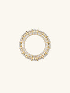 Own Your Bloom 14K yellow gold–plated prong-set full-circle diamond eternity ring, top-down view.