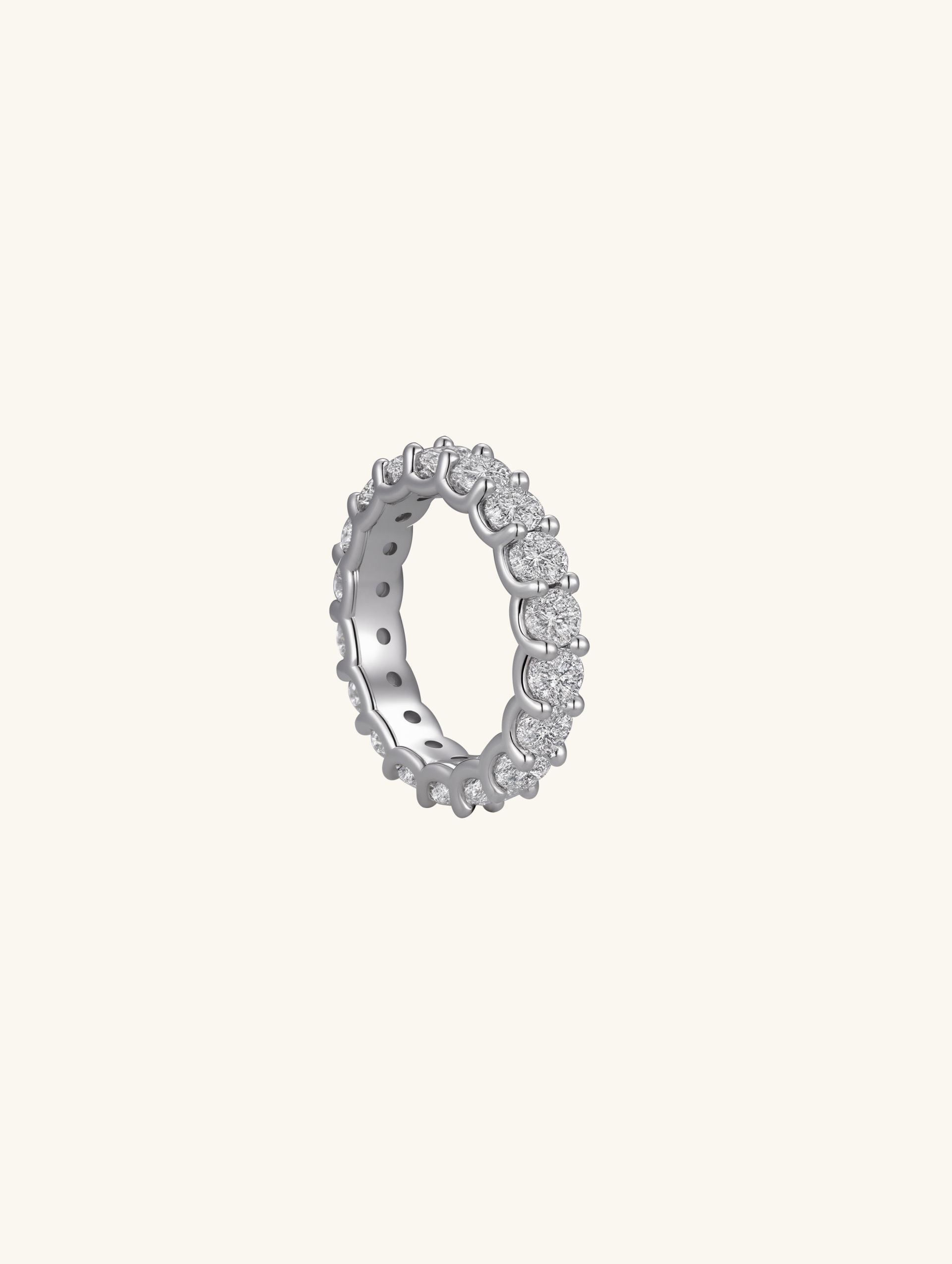 Own Your Bloom Silver Eternity Diamond Band top view featuring full-circle sparkle and elegant craftsmanship, Chicago.