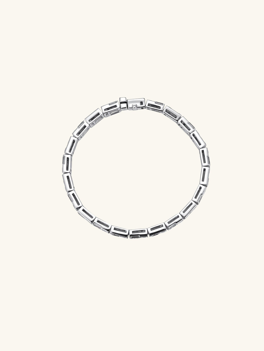 Own Your Bloom Silver Gleam Grid Bracelet side angle showcasing structured symmetry and brilliant crystal reflections, Los Angeles.