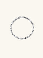 Own Your Bloom Silver Gleam Grid Bracelet side angle showcasing structured symmetry and brilliant crystal reflections, Los Angeles.