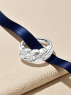 Own Your Bloom sterling silver pavé chain ring in luxury display setting, refined minimalist style, Boston.