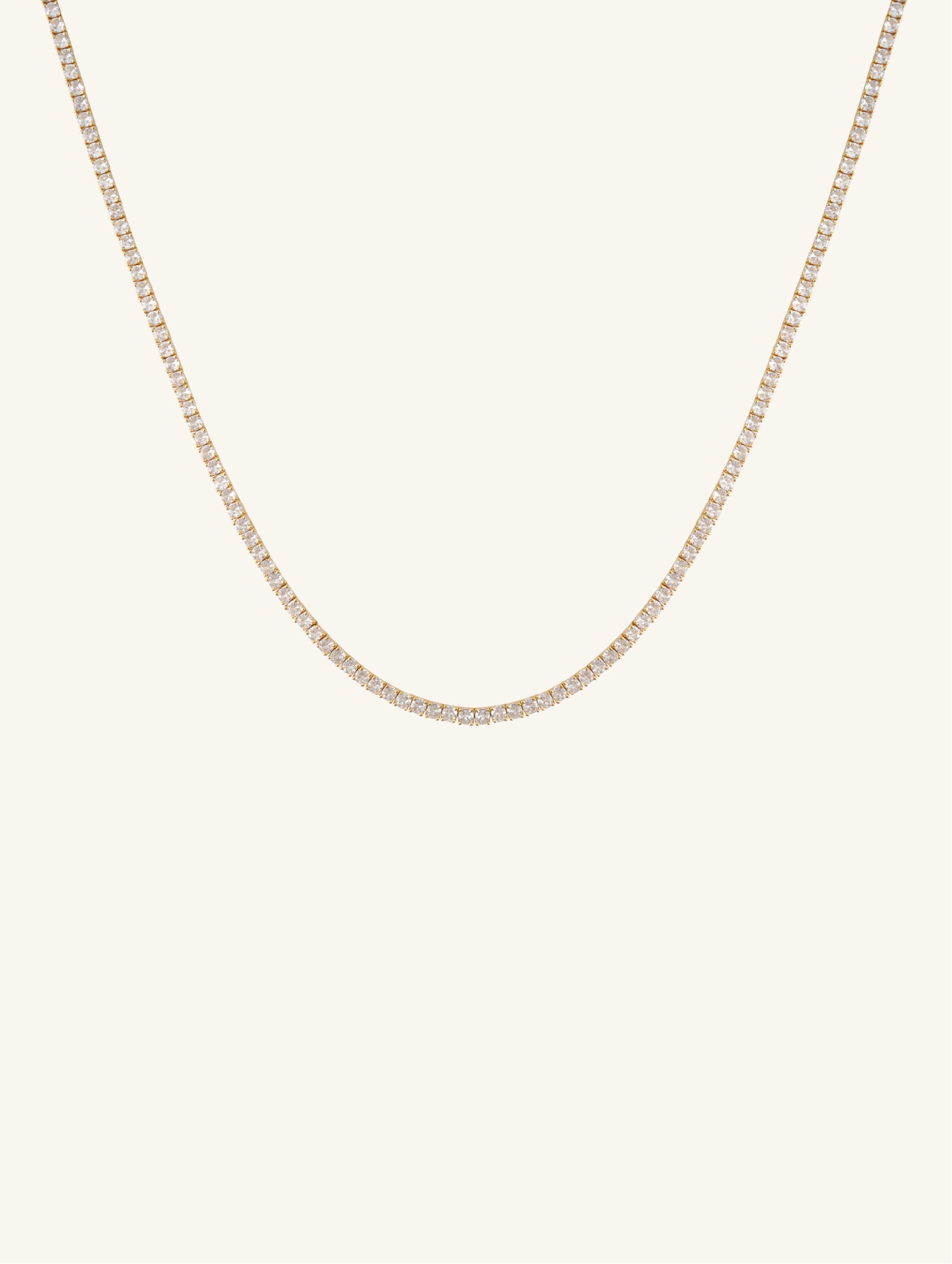 Own Your Bloom Tennis Diamond Necklace 3mm in silver front view, showcasing fine craftsmanship and continuous brilliance, New York.