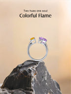 Own Your Bloom Colorful Gemstone Ring in natural light with beach-inspired tones, elegant silver craftsmanship, Boston.