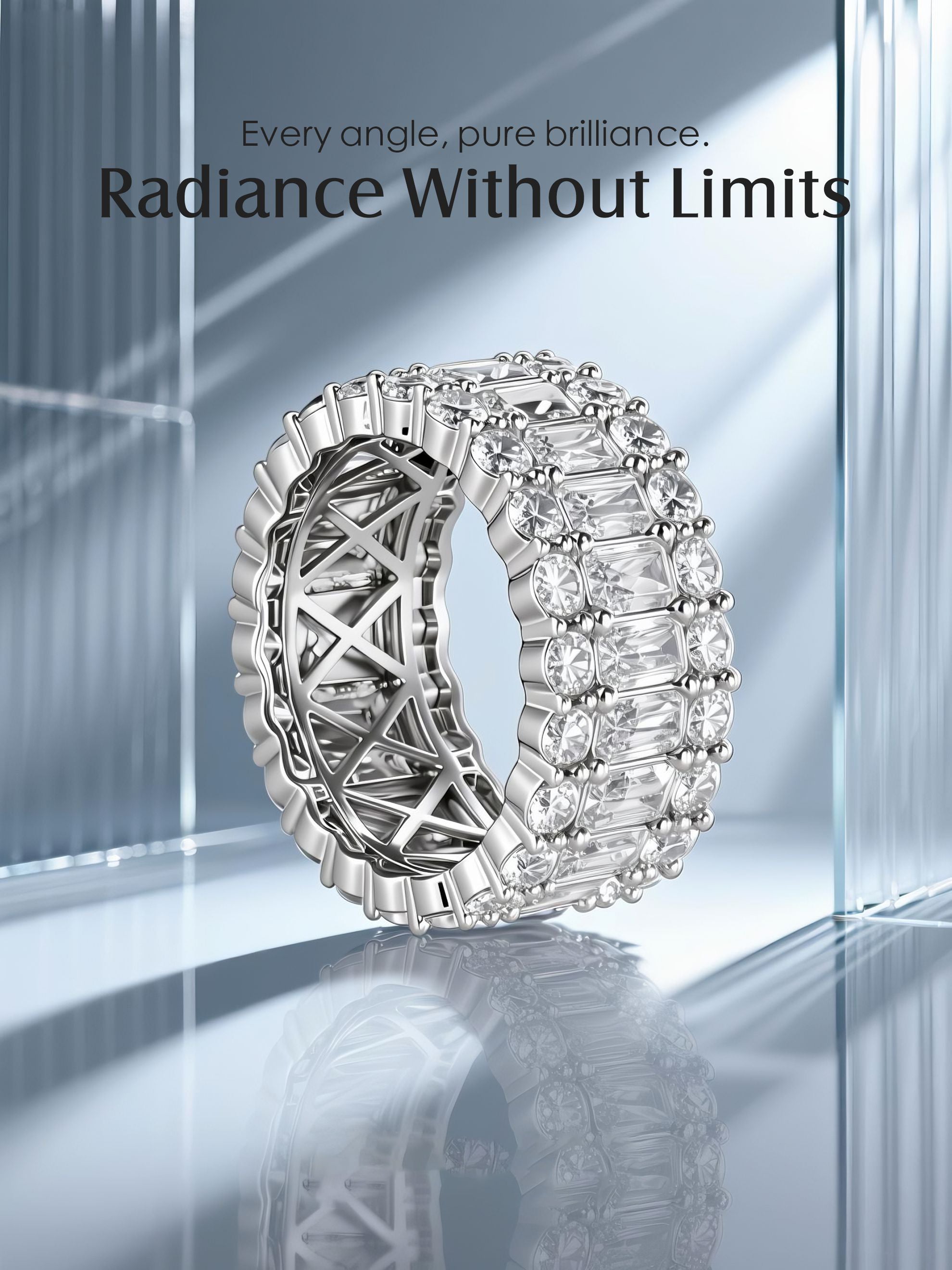 Own Your Bloom 14K diamond ring with modern lighting design, radiant high-end jewelry aesthetic, Houston.
